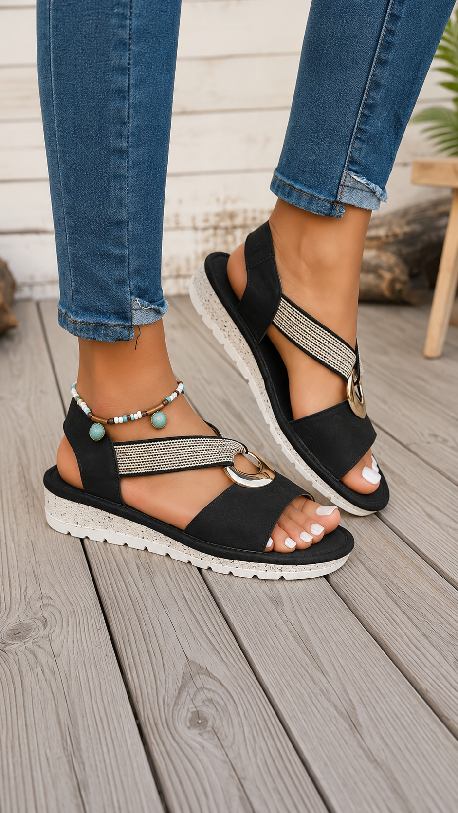 CHAVELITA | SANDALIAS PLANAS CON HEBILLA DE METAL